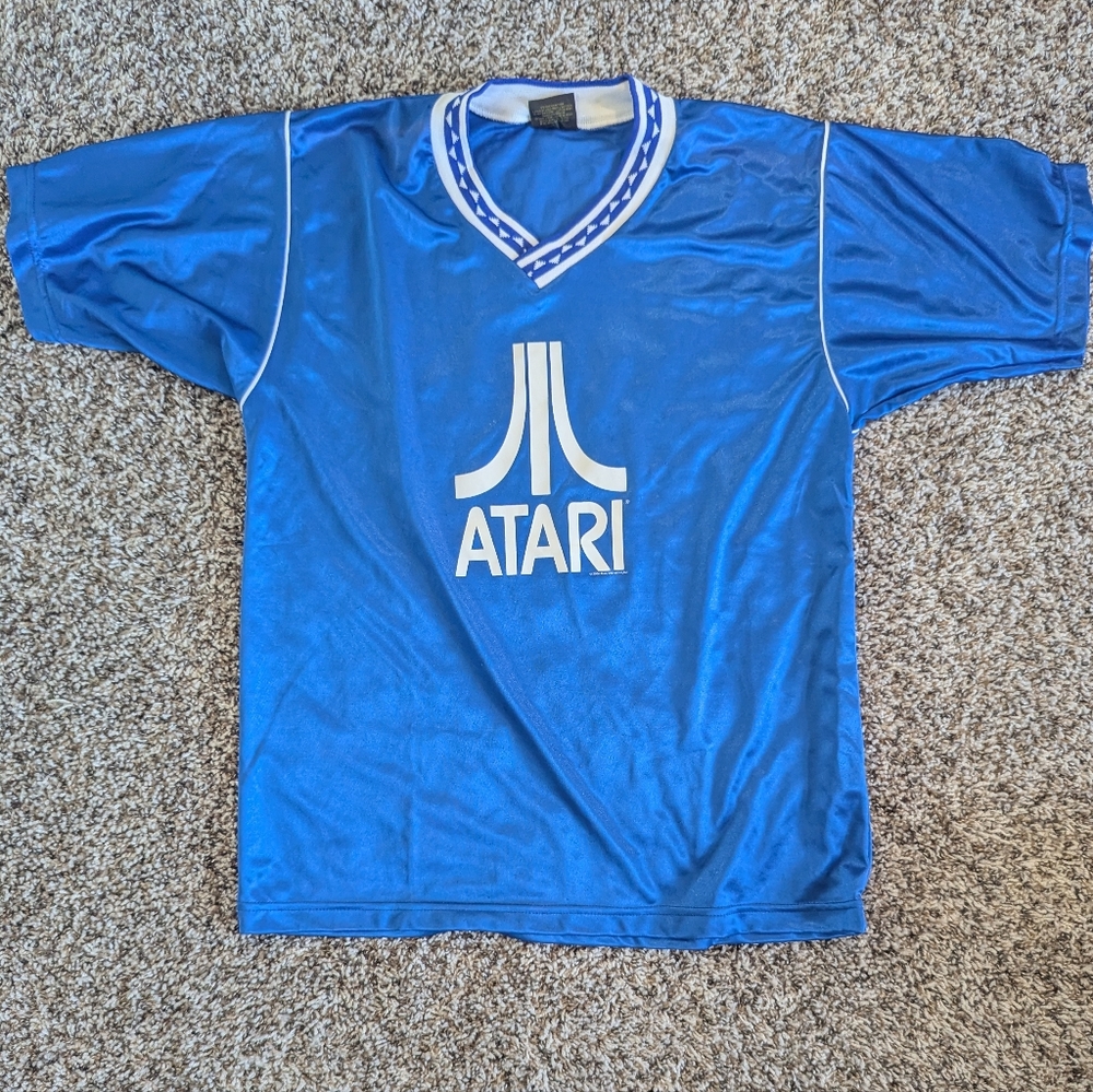 Changes Vintage Y2K Atari Blue Jersey Style T-shirt Large